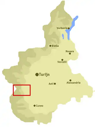 Ligging van het dal in Piëmont
