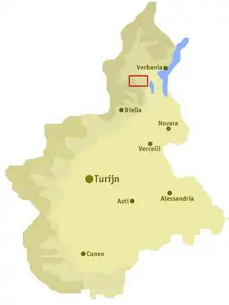 Ligging van het dal in Piëmont