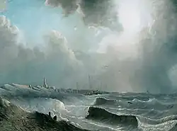 Winderige zee bij de kust van Scheveningen