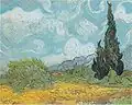 Korenveld met cipressen, kleinere versie (51,5 × 65 cm), particulier bezit