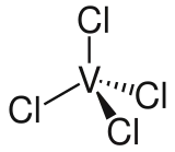Structuurformule van vanadiumtetrachloride