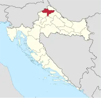 Locatie van provincie Varaždin in Kroatië