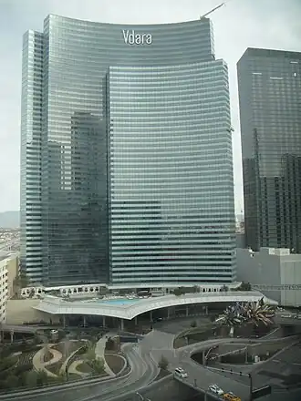 Het Vdara gezien vanuit het Aria