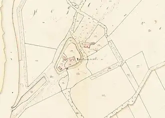 Kadastrale kaart uit 1811-1832 met vermelding van havezate Vechterweerd