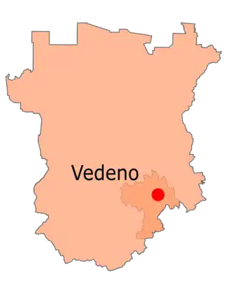 locatie Vedeno binnen Tsjetsjenië