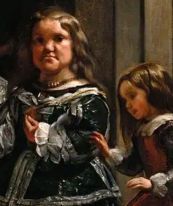 De hofdwergen, links Maribarbola, rechts de uit Italië afkomstige Nicolás "Nan" Pertusato, speelkameraadjes van Margaretha