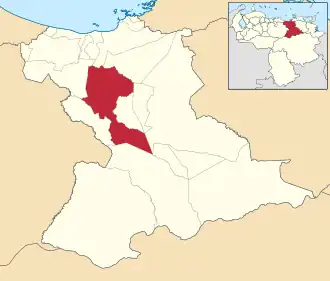 Locatie van de gemeente in Anzoátegui
