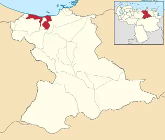 Locatie van de gemeente in Anzoátegui