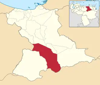Locatie van de gemeente in Anzoátegui