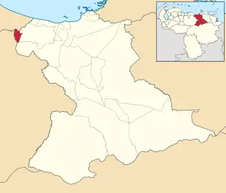 Locatie van de gemeente in Anzoátegui