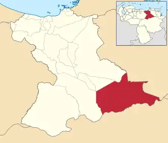 Locatie van de gemeente in Anzoátegui