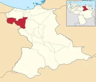 Locatie van de gemeente in Anzoátegui