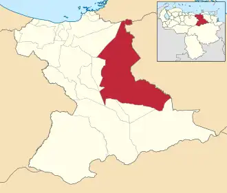 Locatie van de gemeente in Anzoátegui