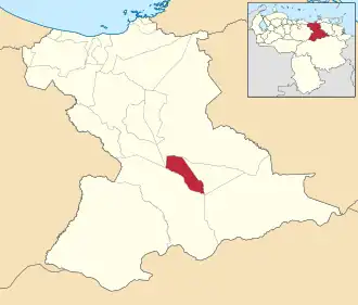 Locatie van de gemeente in Anzoátegui