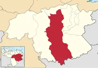 Locatie van de gemeente in Bolívar