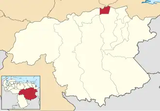Locatie van de gemeente in Bolívar