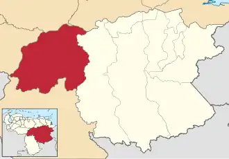 Locatie van de gemeente in Bolívar