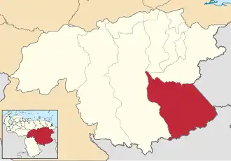 Locatie van de gemeente in Bolívar