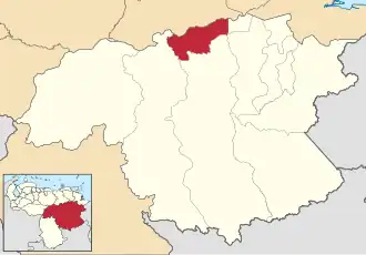 Locatie van de gemeente in Bolívar