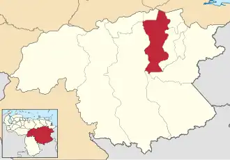 Locatie van de gemeente in Bolívar