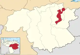 Locatie van de gemeente in Bolívar