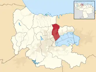 Locatie van de gemeente in Carabobo