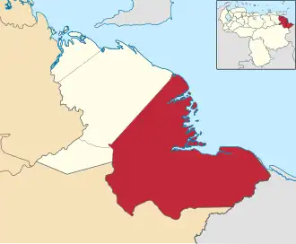 Locatie van de gemeente in Delta Amacuro