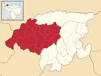 Locatie van de gemeente in Lara