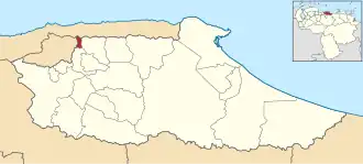 Locatie van de gemeente in Miranda