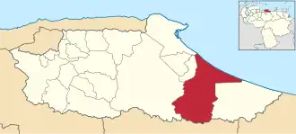 Locatie van de gemeente in Miranda