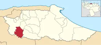 Locatie van de gemeente in Miranda