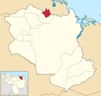 Locatie van de gemeente in Monagas