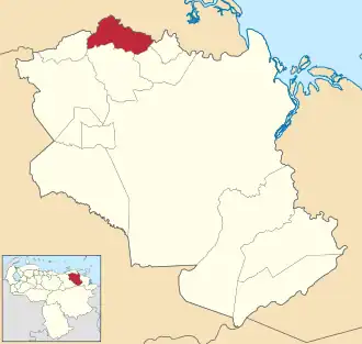 Locatie van de gemeente in Monagas