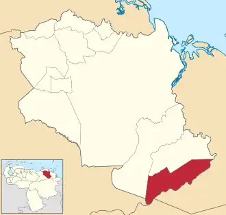 Locatie van de gemeente in Monagas