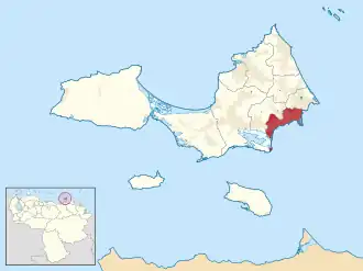 Locatie van de gemeente in Nueva Esparta