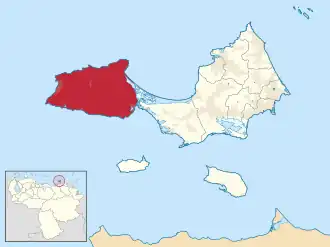 Locatie van de gemeente in Nueva Esparta