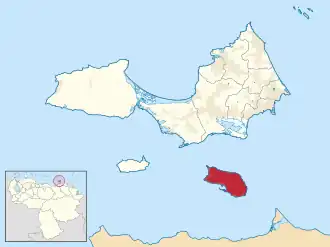 Locatie van de gemeente in Nueva Esparta