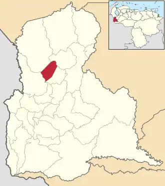 Locatie van de gemeente in Táchira