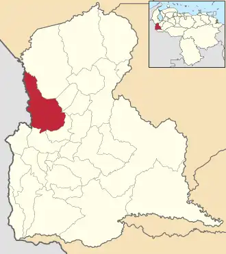 Locatie van de gemeente in Táchira