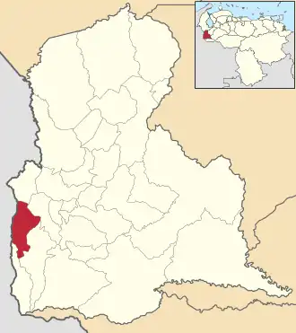Locatie van de gemeente in Táchira