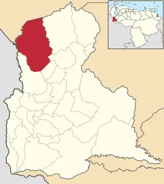 Locatie van de gemeente in Táchira