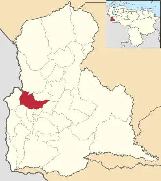 Locatie van de gemeente in Táchira