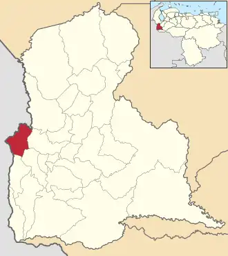 Locatie van de gemeente in Táchira