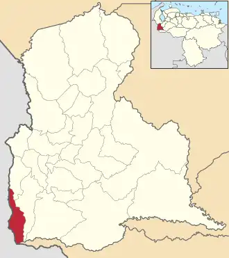 Locatie van de gemeente in Táchira