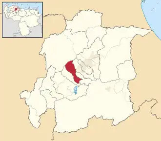 Locatie van de gemeente in Yaracuy