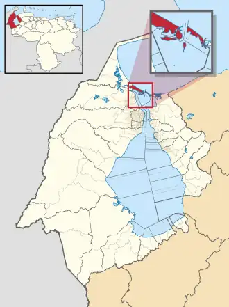 Locatie van de gemeente in Zulia