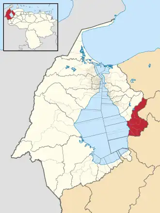 Locatie van de gemeente in Zulia