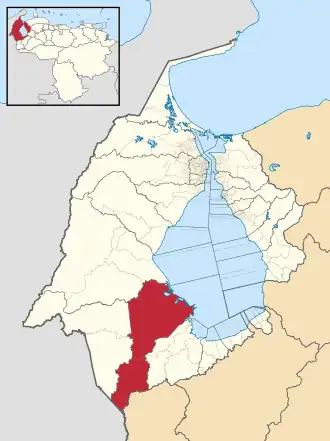 Locatie van de gemeente in Zulia