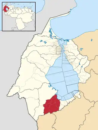 Locatie van de gemeente in Zulia