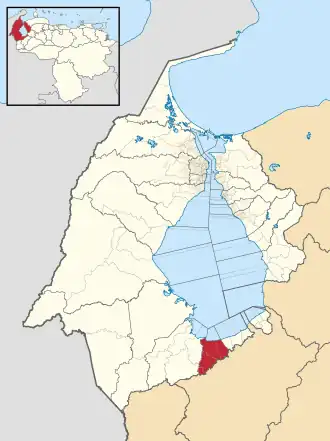 Locatie van de gemeente in Zulia
